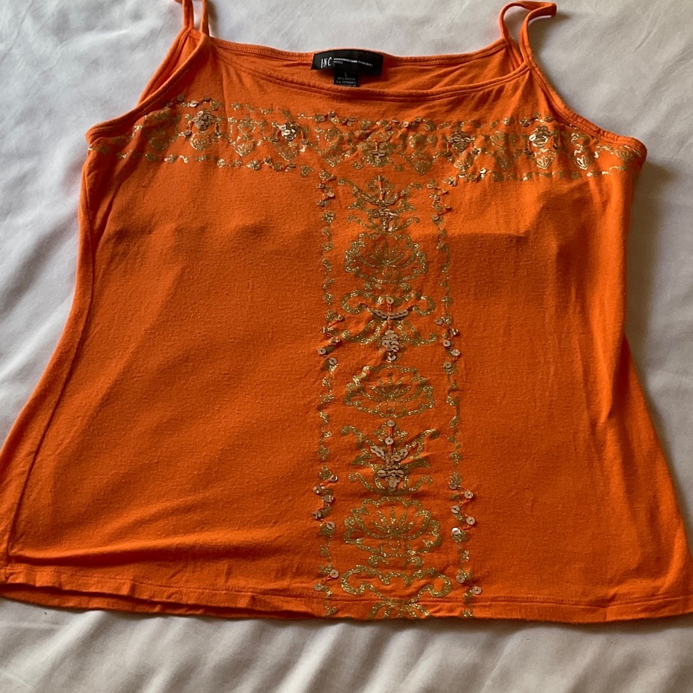 DKNY Orange Camisole with Gold Embellishments